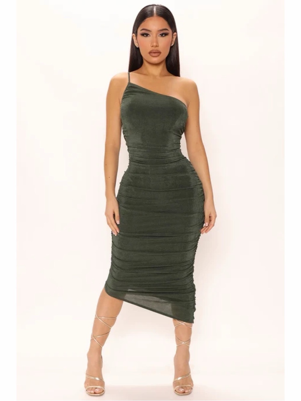 Fashion Nova On Board Slinky Midi Dress - Hunter